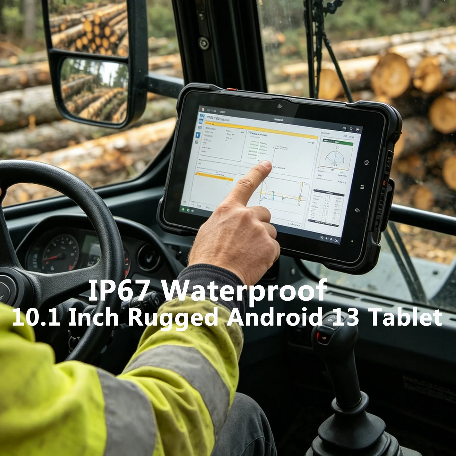Intelligent Forestry IP67 Waterproof 10.1" Rugged Vehicle-Mounted Android 13 Tablet High Brightness with RJ45 RS232 GPIO CANBUS
Intelligent Forestry IP67 Waterproof 10.1" Rugged Vehicle-Mounted Android 13 Tablet High Brightness with RJ45 RS232 GPIO CANBUS