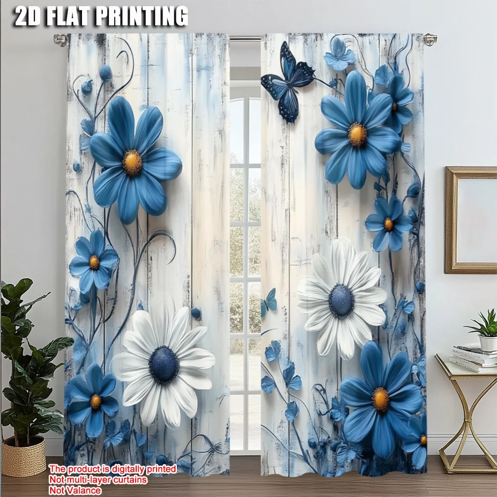 2pcs, Print Curtains 2D print Blue Rustic Butterfly and Daisy Versatile Polyester Fabric (without rod) Decorations For Home
2pcs, Print Curtains 2D print Blue Rustic Butterfly and Daisy Versatile Polyester Fabric (without rod) Decorations For Home