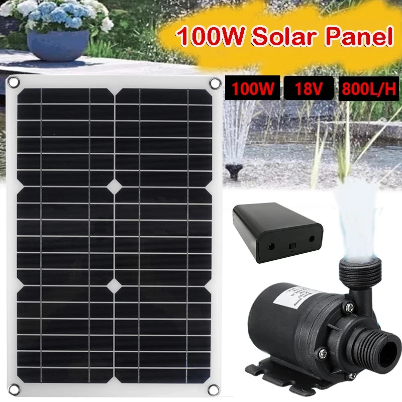 100W 18V Solar Panel Kit Solar Power Water Pump Garden Brushless Pond Fountain Pool Water Pump Aquarium Fish Water Pump 800L/H
100W 18V Solar Panel Kit Solar Power Water Pump Garden Brushless Pond Fountain Pool Water Pump Aquarium Fish Water Pump 800L/H