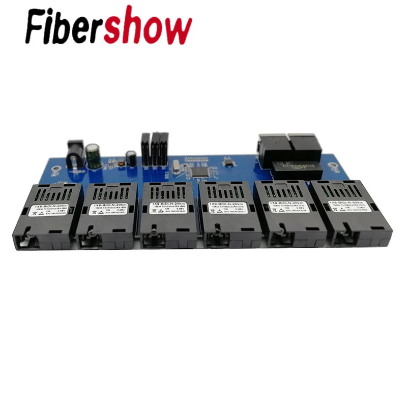 6F2E Fast Ethernet switch Converter 20KM Ethernet Fiber Optical Media Converter 10/100M PCBA 2 RJ45 6 SC fiber Port
6F2E Fast Ethernet switch Converter 20KM Ethernet Fiber Optical Media Converter 10/100M PCBA 2 RJ45 6 SC fiber Port