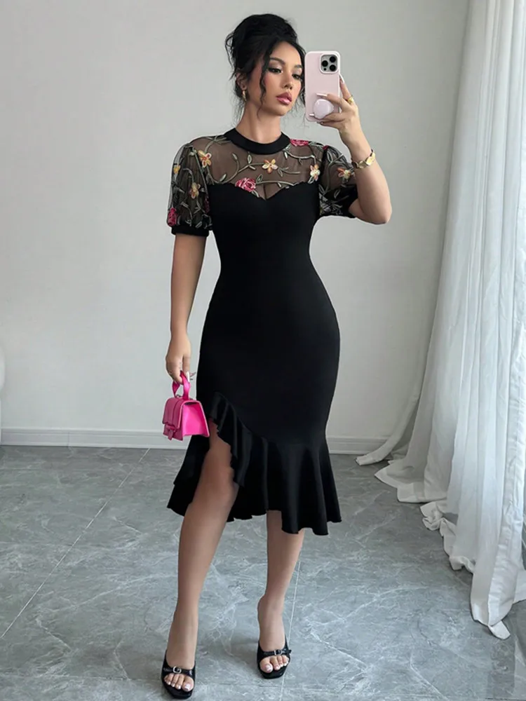 SKMY 2025 New Women Clothing Fashion Mesh Jacquard Stitching Asymmetric Hemp High Waist Light Mature Style Black Dress Party
SKMY 2025 New Women Clothing Fashion Mesh Jacquard Stitching Asymmetric Hemp High Waist Light Mature Style Black Dress Party