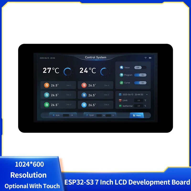 ESP32-S3 7 Inch LCD Development Board Capacitive 5 Point Touch Screen 1024*600 32bit LX7 Dual-Core WiFi BLE For Arduino
ESP32-S3 7 Inch LCD Development Board Capacitive 5 Point Touch Screen 1024*600 32bit LX7 Dual-Core WiFi BLE For Arduino