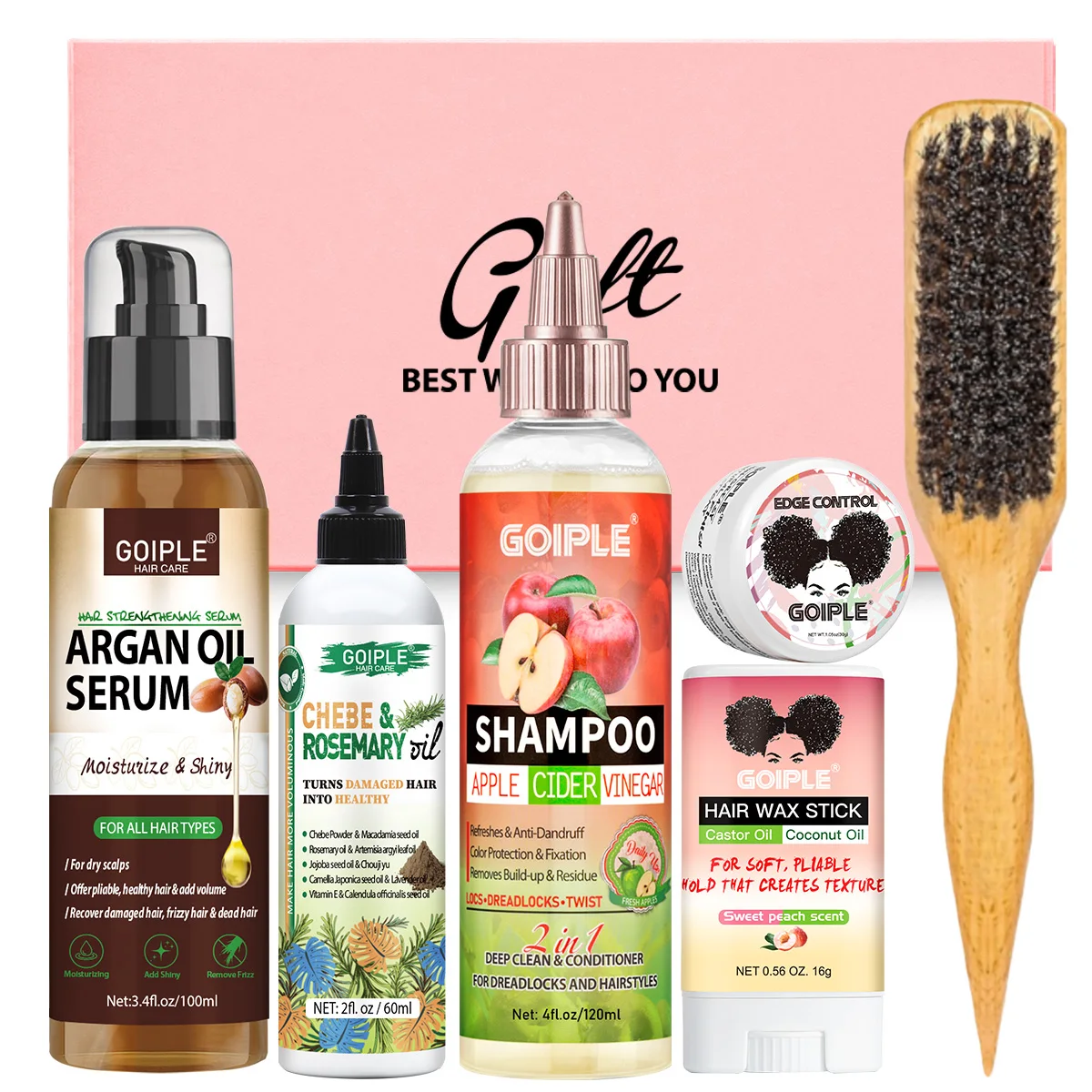 GOIPLE Women Hair Care Set Natural Argan Hair Oil Rosemary & Chebe Oil & Apple Cider Vinegar Shampoo Slick and Control Hair Wax
GOIPLE Women Hair Care Set Natural Argan Hair Oil Rosemary & Chebe Oil & Apple Cider Vinegar Shampoo Slick and Control Hair Wax