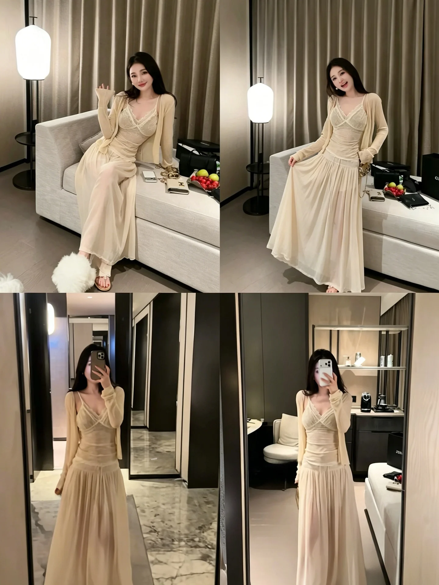 Summer Vacation Style Women's Lace Open Cardigan Thin Transparent Sun Protection Three-Piece Set with Halter Top And Midi Skirt
Summer Vacation Style Women's Lace Open Cardigan Thin Transparent Sun Protection Three-Piece Set with Halter Top And Midi Skirt