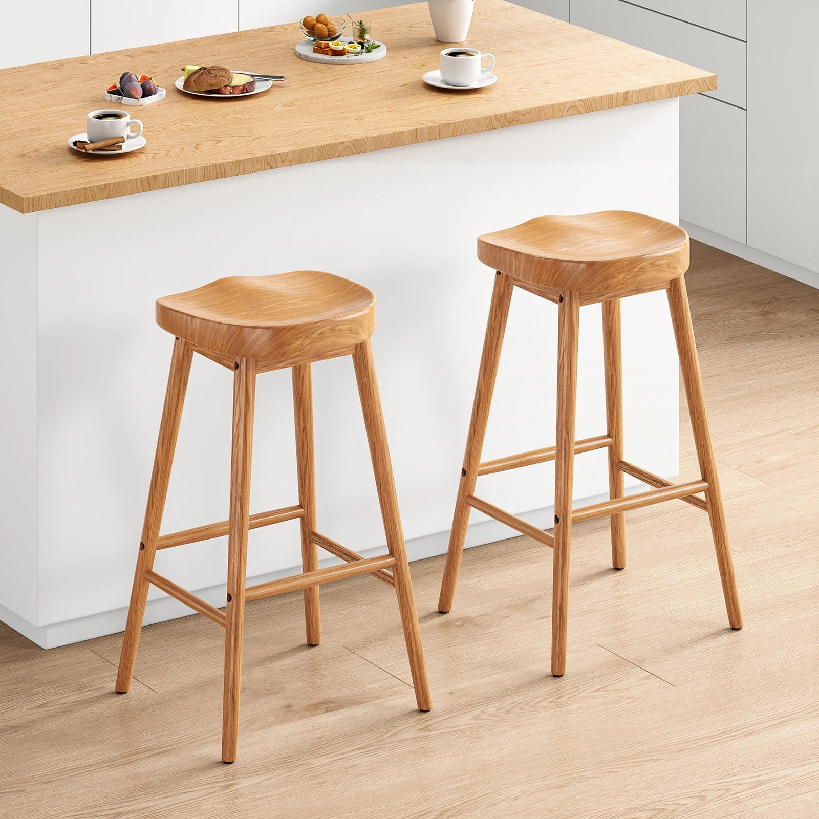 Барный стул низкой высоты, конструкция из массива дерева, натуральный цвет
Барный стул низкой высоты, конструкция из массива дерева, натуральный цвет