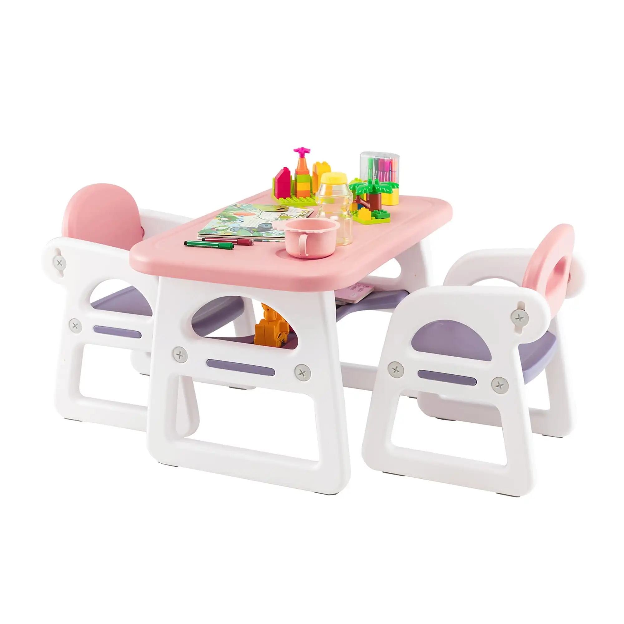3-Piece Kids Table and Chair Set Toddler Activity Study Desk with Building Blocks
3-Piece Kids Table and Chair Set Toddler Activity Study Desk with Building Blocks