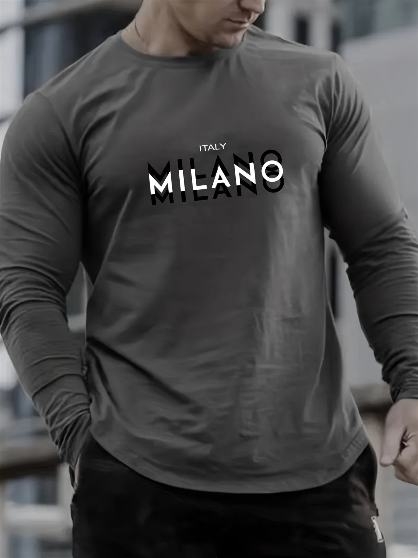 100% pure cotton men's long sleeved round neck loose casual MILANO ITALIA pattern printed spring and autumn versatile T-shirt
100% pure cotton men's long sleeved round neck loose casual MILANO ITALIA pattern printed spring and autumn versatile T-shirt