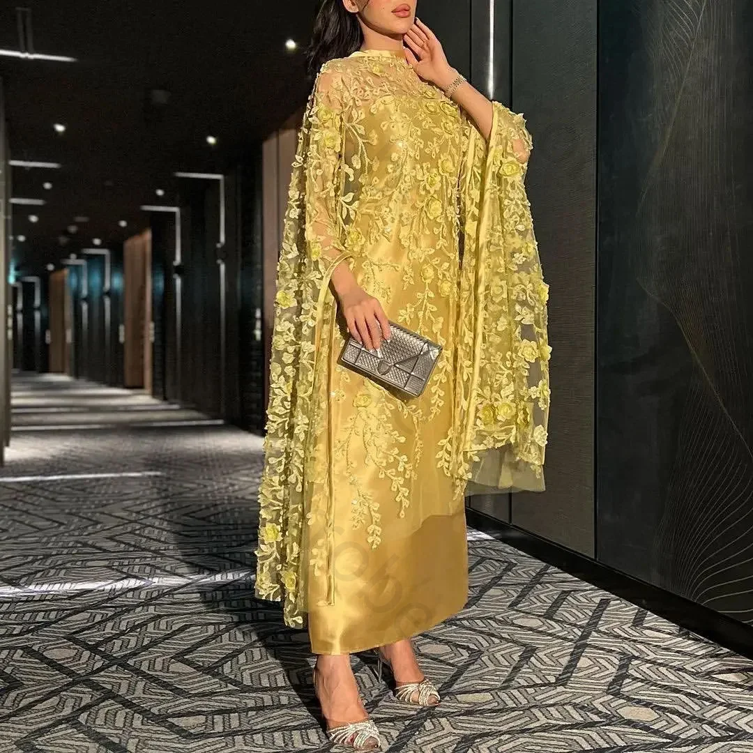 Customized Modern Saudi Prom Dresses Ankle Length Sheath Evening Dresses Flowers Lace Wraps Wedding Guest Women Party Gowns
Customized Modern Saudi Prom Dresses Ankle Length Sheath Evening Dresses Flowers Lace Wraps Wedding Guest Women Party Gowns