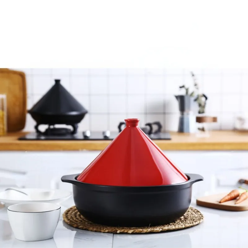 Moroccan Ceramic Cookware Tagi Pot, 30CM Cooking Pots Casseroles, Household Gas Stove with High Cover Clay Pot for Cooking
Moroccan Ceramic Cookware Tagi Pot, 30CM Cooking Pots Casseroles, Household Gas Stove with High Cover Clay Pot for Cooking