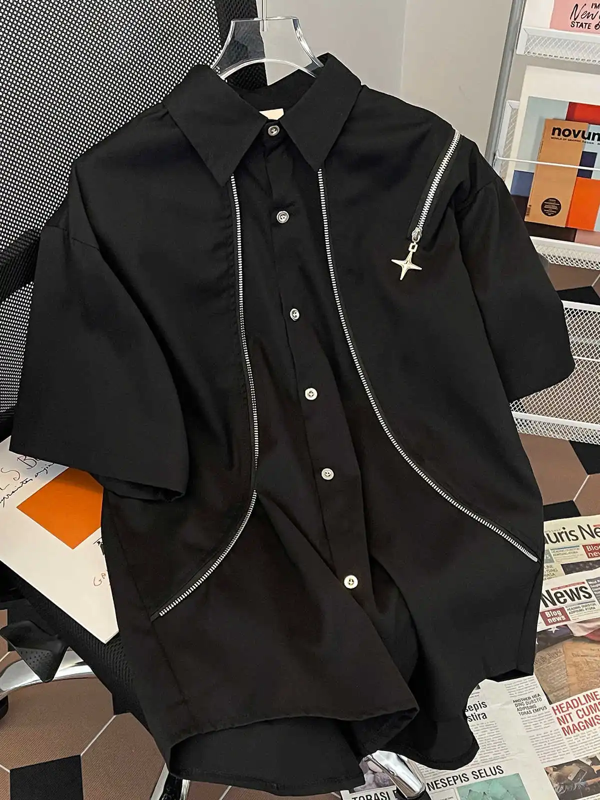 Women's Black Gothic Shirts and Blouses Y2k Aesthetic Streetwear Vintage 2000s Oversize Hip Hop Short Sleeve Shirt Clothes 2025
Women's Black Gothic Shirts and Blouses Y2k Aesthetic Streetwear Vintage 2000s Oversize Hip Hop Short Sleeve Shirt Clothes 2025