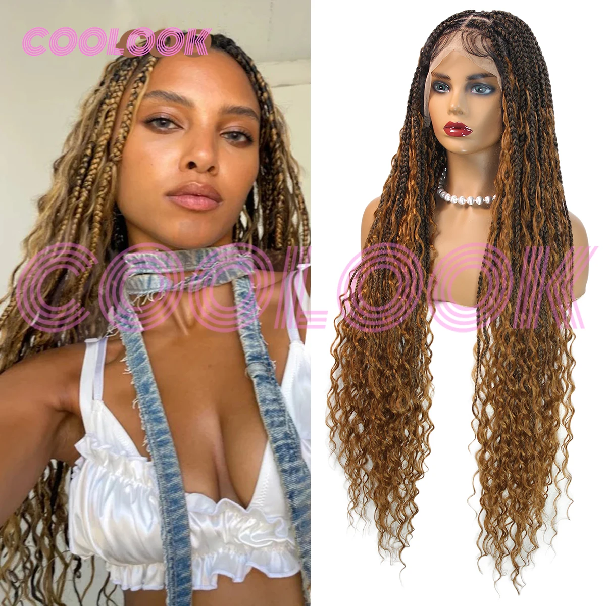 36" Full Lace Boho Knotless Box Braids Wig Ombre Blonde to Curly Ends Braids Wig 180% Density Synthetic Goddess Braid Wig
36" Full Lace Boho Knotless Box Braids Wig Ombre Blonde to Curly Ends Braids Wig 180% Density Synthetic Goddess Braid Wig