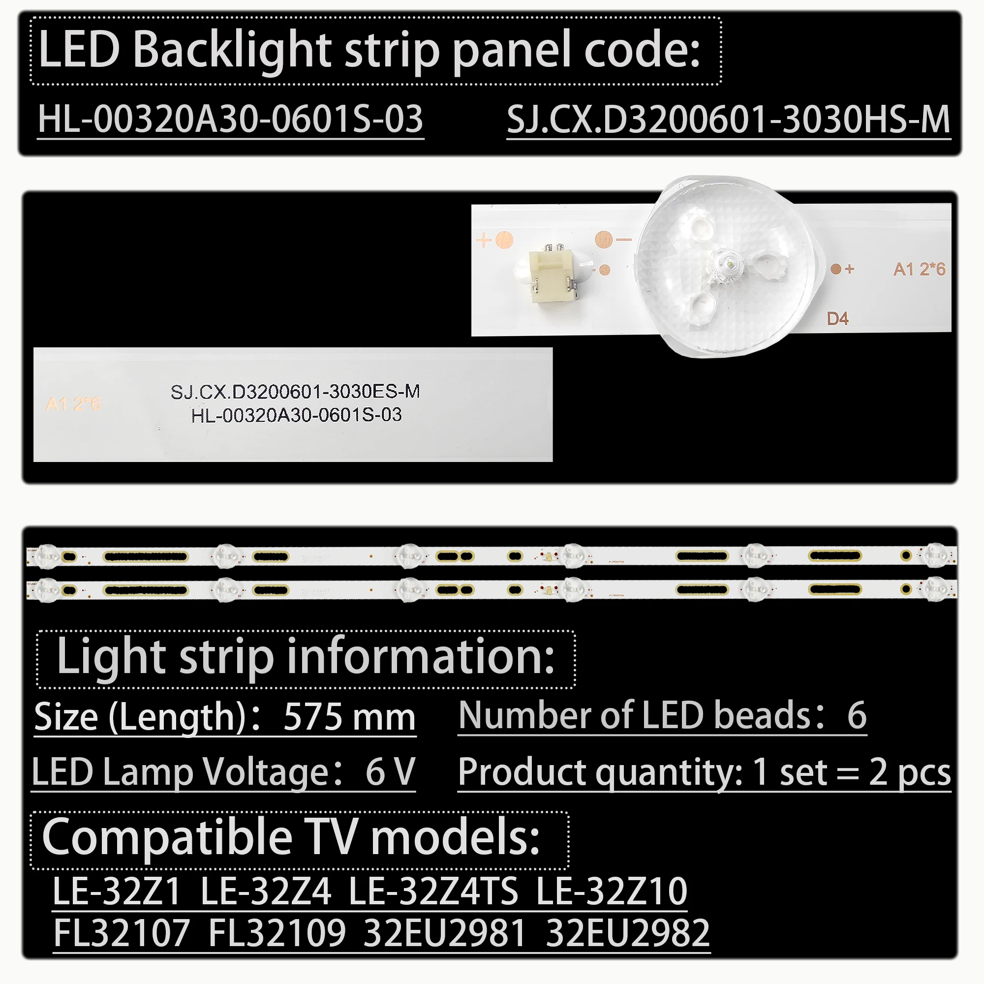 LED Strips For H-LED32ET1001 H-LED32R405BS2 TF-LED32S66T2S TF-LED32S85T2S TF-LED32S90T2 LED32S66T2S CX32D06-ZC22AG-04
LED Strips For H-LED32ET1001 H-LED32R405BS2 TF-LED32S66T2S TF-LED32S85T2S TF-LED32S90T2 LED32S66T2S CX32D06-ZC22AG-04