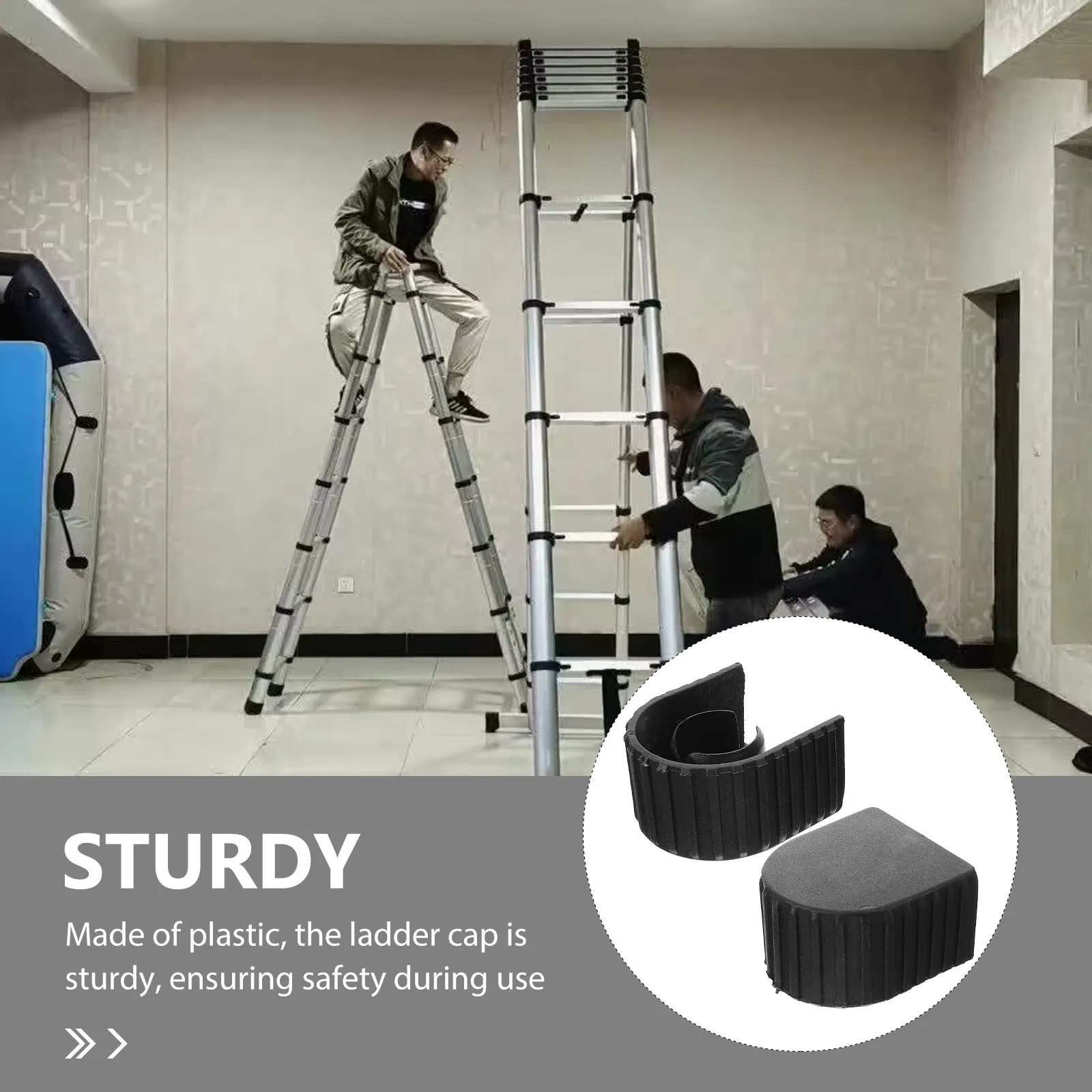 2Pcs Aluminum Ladder Topper Caps Strong Plastic Covers for Extension Ladders Multi Functional Ladder Protection Accessories