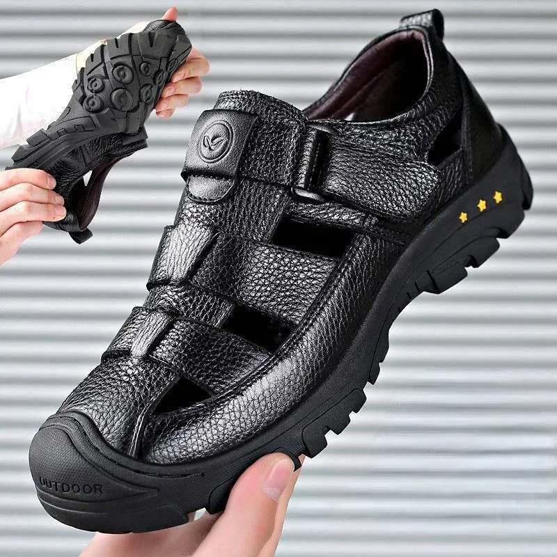 Genuine Leather Men Hollow Breathable Cool Handmade Shoes Summer Male Beach Outdoor Non-slip Soft Soles Sandals Fashion Slippers
Genuine Leather Men Hollow Breathable Cool Handmade Shoes Summer Male Beach Outdoor Non-slip Soft Soles Sandals Fashion Slippers