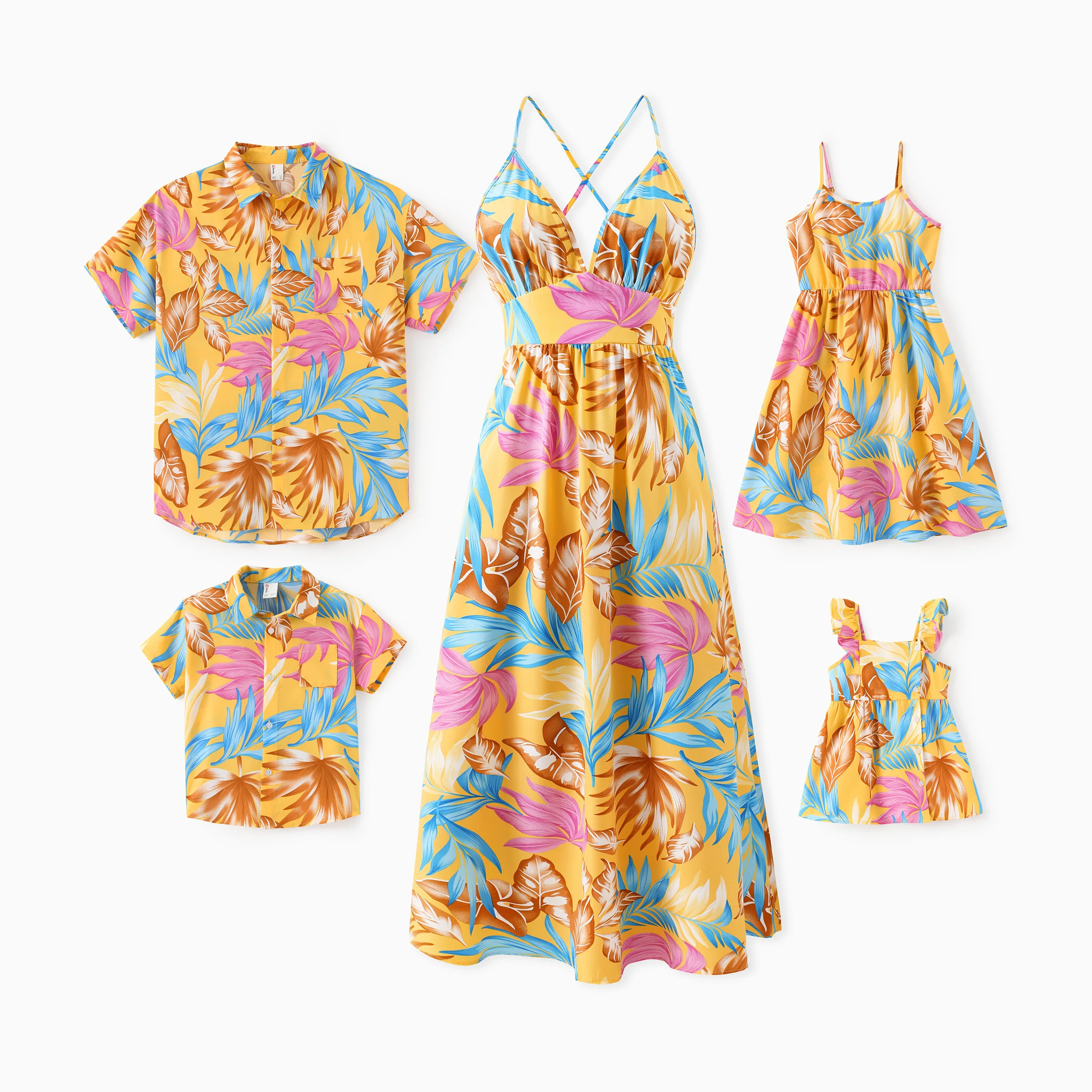 PatPat Family Matching Yellow Set Tropical Leaf Print Short-sleeve Shirt or Strap Dress
PatPat Family Matching Yellow Set Tropical Leaf Print Short-sleeve Shirt or Strap Dress