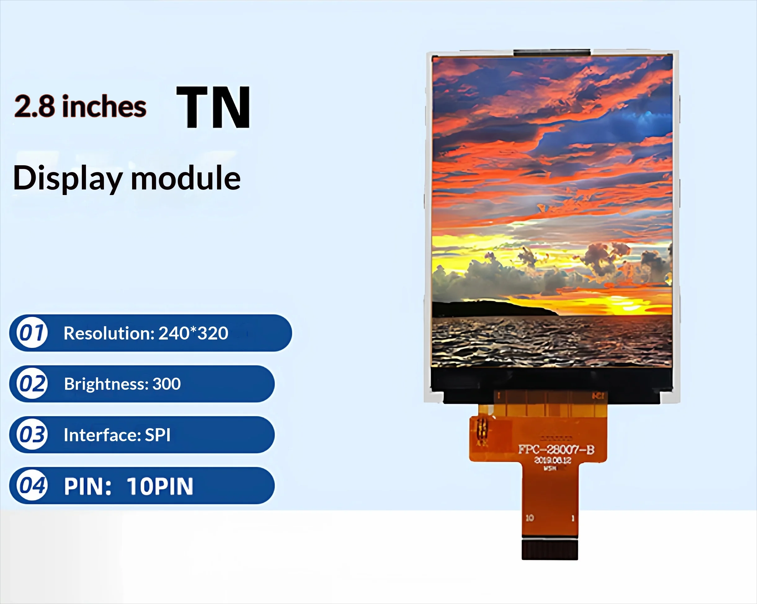 2.8 inch vertical screen TN 12-point direction 240 * 320 SPI LCD screen ST7789 screen resistive
2.8 inch vertical screen TN 12-point direction 240 * 320 SPI LCD screen ST7789 screen resistive