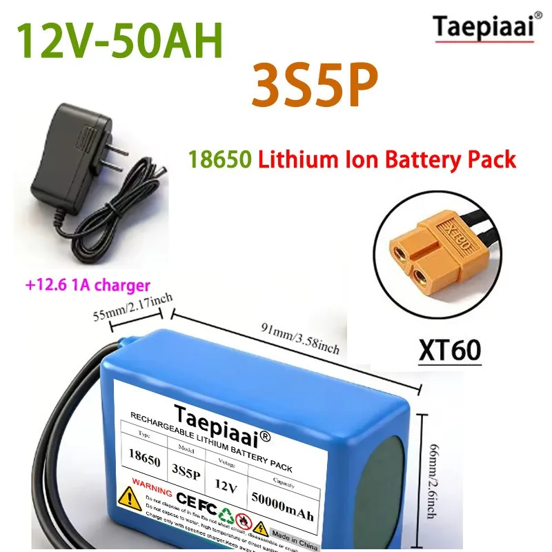 3S5P 12V Rechargeable Battery 50000mAh 18650 Lithium Battery Pack Super Larger Capacity CCTV Cam Monitor with DC 12.6 Charger
3S5P 12V Rechargeable Battery 50000mAh 18650 Lithium Battery Pack Super Larger Capacity CCTV Cam Monitor with DC 12.6 Charger