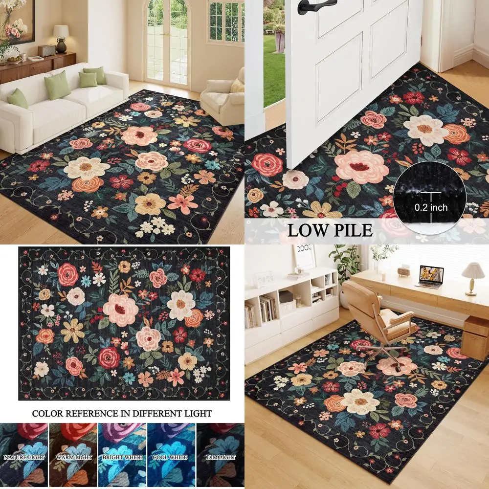 Floral 5x7 Area Rug - Lightweight, Non-Slip, Washable Boho Style for Home Interiors
Floral 5x7 Area Rug - Lightweight, Non-Slip, Washable Boho Style for Home Interiors