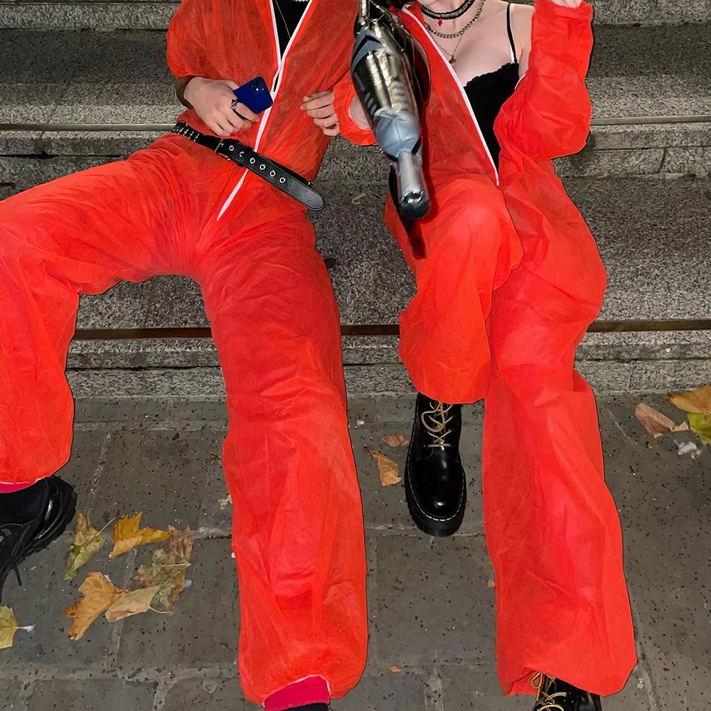 Женские и мужские костюмы на Хэллоуин, однотонные комбинезоны на молнии с длинными рукавами и капюшоном, комбинезоны для косплея, вечерние наряды 
Женские и мужские костюмы на Хэллоуин, однотонные комбинезоны на молнии с длинными рукавами и капюшоном, комбинезоны для косплея, вечерние наряды