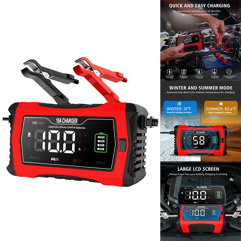 N75R-10A Automatic Charging For Lithium Lifepo4 GEL Lead-Acid Batteries 12V 24V Motorcycle Charger Car Battery Charger
N75R-10A Automatic Charging For Lithium Lifepo4 GEL Lead-Acid Batteries 12V 24V Motorcycle Charger Car Battery Charger