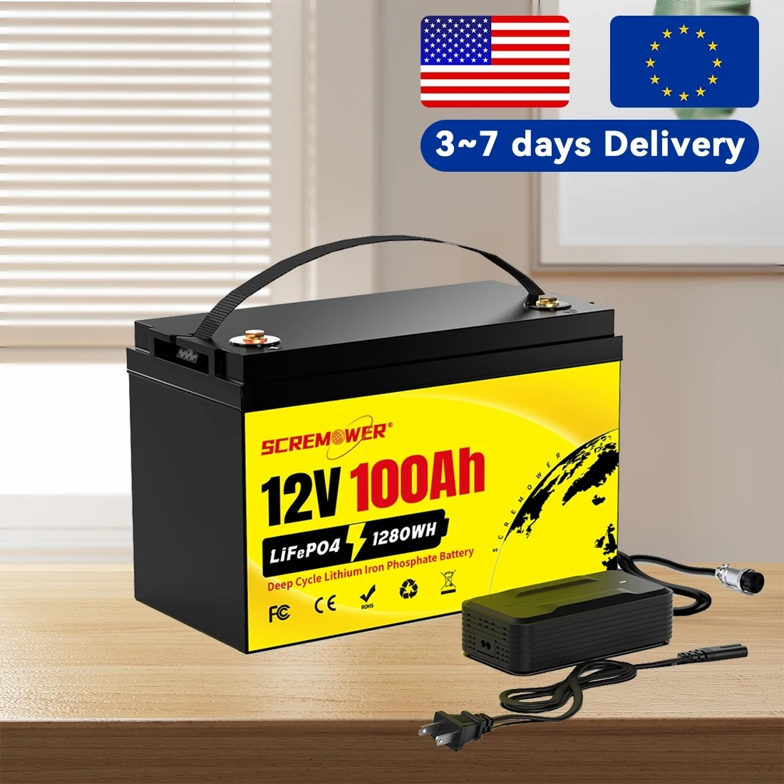 12V 100Ah LiFePO4 Battery,Lithium Battery with 100A BMS,Deep Cycle Low Temperature Protection Battery for RV,Trolling Motor
12V 100Ah LiFePO4 Battery,Lithium Battery with 100A BMS,Deep Cycle Low Temperature Protection Battery for RV,Trolling Motor