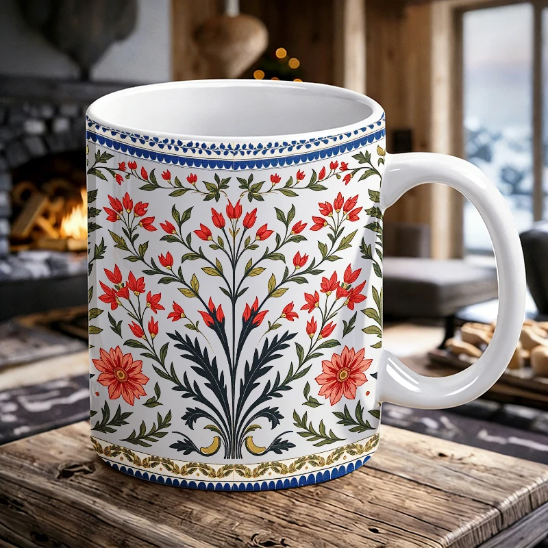 Vintage European Symmetric Floral Mug, coffee cup, milk cup, office tea cup, gift for friends, fade-resistant
Vintage European Symmetric Floral Mug, coffee cup, milk cup, office tea cup, gift for friends, fade-resistant