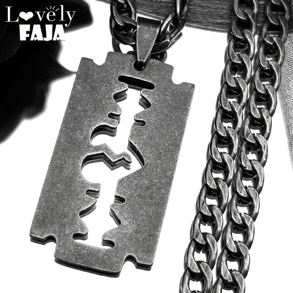 Razor Blade Pendant Necklace for Men Women Black Color Stainless Steel Gothic Steampunk Grunge Hip Hop Chain Necklaces Jewelry
Razor Blade Pendant Necklace for Men Women Black Color Stainless Steel Gothic Steampunk Grunge Hip Hop Chain Necklaces Jewelry