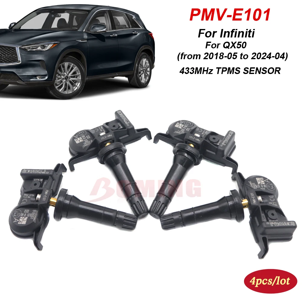 PMV-E101 Car Tire Pressure Monitor Sensor 4PCS For Infiniti QX50 2018 05-2024 04 New TPMS 433MHz 40700-62B0A
PMV-E101 Car Tire Pressure Monitor Sensor 4PCS For Infiniti QX50 2018 05-2024 04 New TPMS 433MHz 40700-62B0A