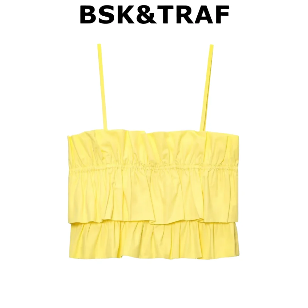 BSK & TRAF2025 Летние новые продукты Женский сексуальный стиль для девочек из поплина Удобный короткий топ с прямым вырезом и ремешком 3897/105
BSK & TRAF2025 Летние новые продукты Женский сексуальный стиль для девочек из поплина Удобный короткий топ с прямым вырезом и ремешком 3897/105