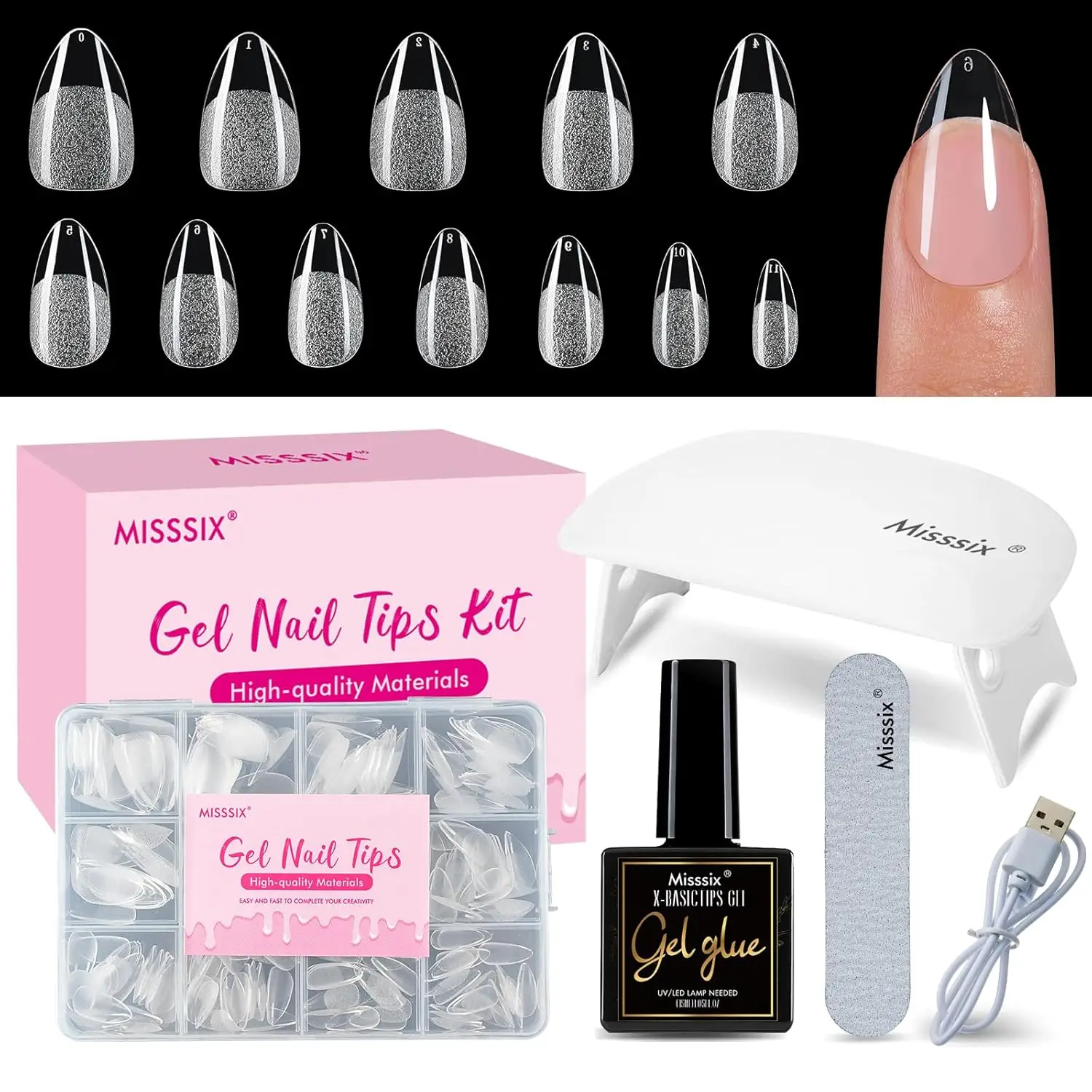 216Pcs Short Almond Gel Nail Tips Kit with UV Lamp and Glue, 12 Sizes Full Cover False Nails for Women
216Pcs Short Almond Gel Nail Tips Kit with UV Lamp and Glue, 12 Sizes Full Cover False Nails for Women