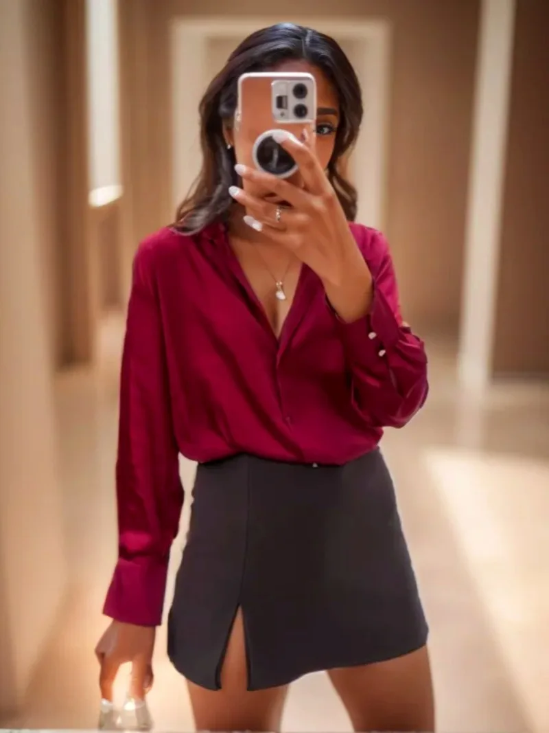 Women Shirts Turn-down Collar Single Breasted Loose Blouse Spring New Fashion Silk Satin Texture Shirt Blouse for Women Tops
Women Shirts Turn-down Collar Single Breasted Loose Blouse Spring New Fashion Silk Satin Texture Shirt Blouse for Women Tops