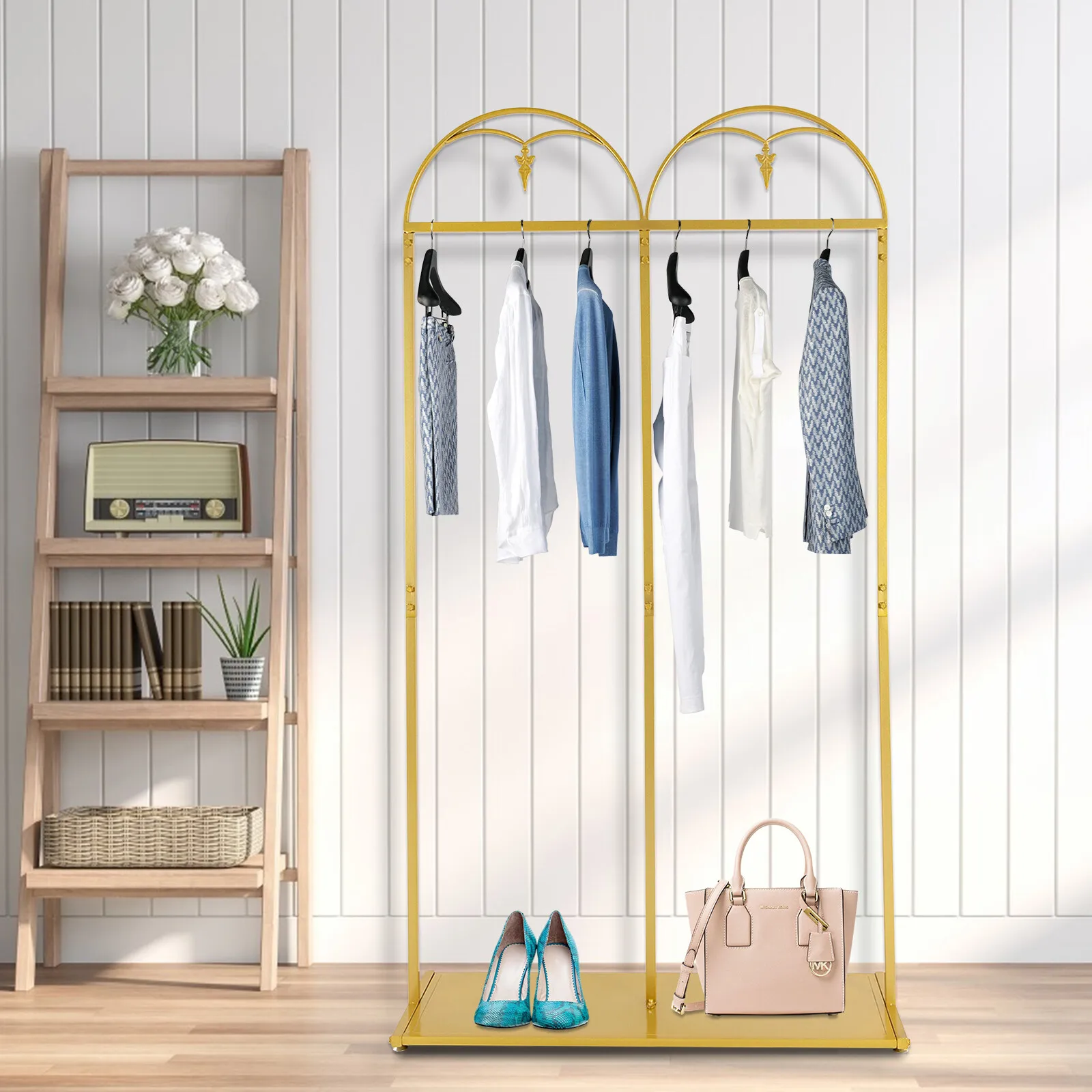 Garment Rack, Wedding Dress Rack, Gown Display Rack, Load capacity: 66.14 lbs, Suitable for bridal shops and photography studios
Garment Rack, Wedding Dress Rack, Gown Display Rack, Load capacity: 66.14 lbs, Suitable for bridal shops and photography studios