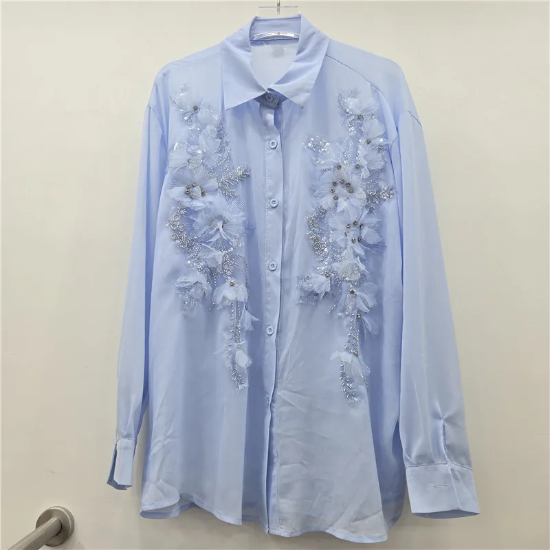 SuperAen French Style 2026 Summer New Elegant Embroidered Flares Three-dimensional Flower Shirt for Women Loose Long-sleeved Top
SuperAen French Style 2026 Summer New Elegant Embroidered Flares Three-dimensional Flower Shirt for Women Loose Long-sleeved Top