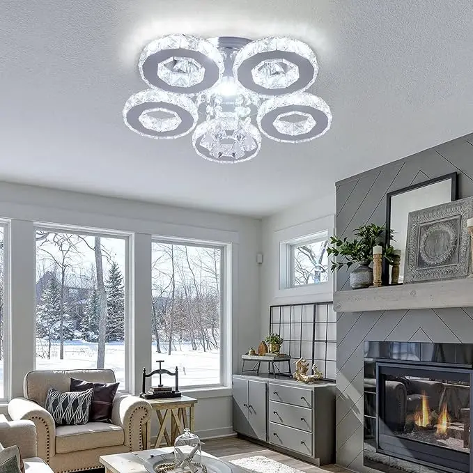 Modern Big Crystal Ceiling Light LED Chandelier Five Ring Pendant Light for Dinning Room(white light) Bedroom Kitchen
Modern Big Crystal Ceiling Light LED Chandelier Five Ring Pendant Light for Dinning Room(white light) Bedroom Kitchen