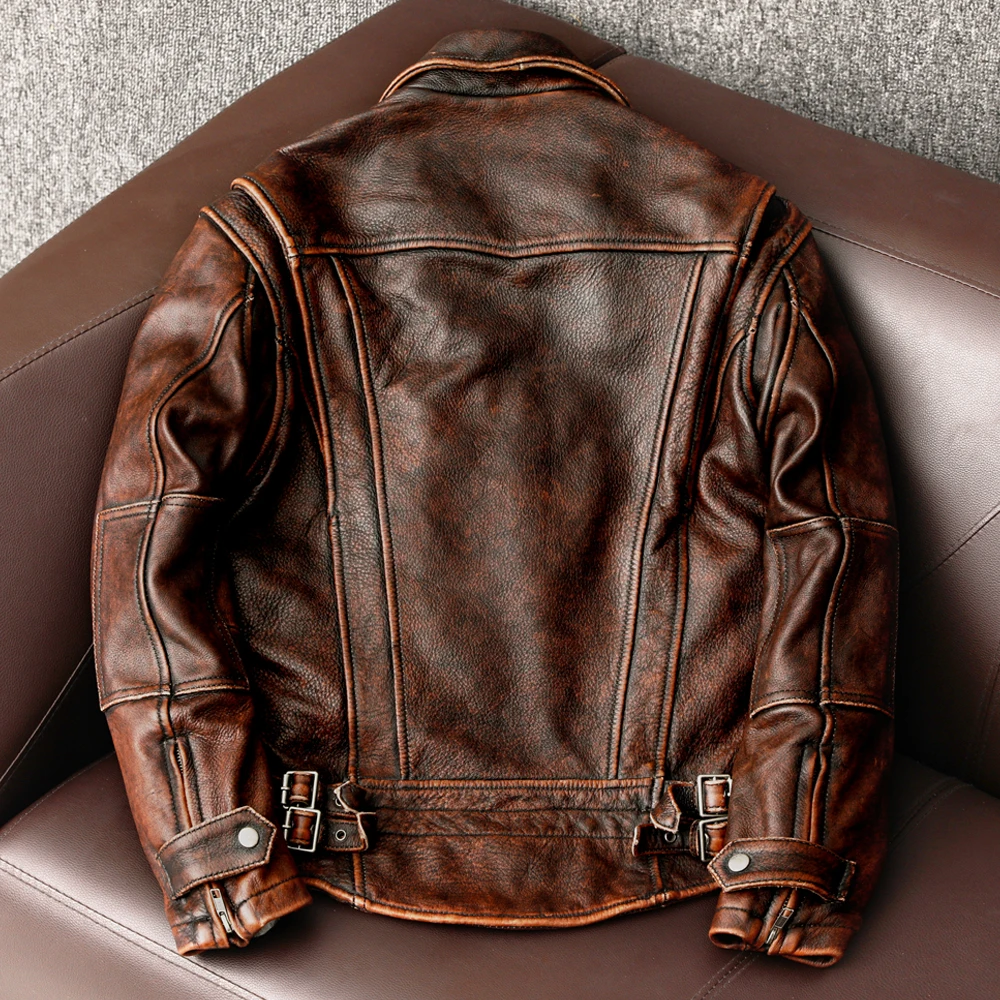 Jacket Leather Men's Brown Lapel Single-breasted American Retro First Layer Cowhide Short Stone Grinding Versatile Spring Season
Jacket Leather Men's Brown Lapel Single-breasted American Retro First Layer Cowhide Short Stone Grinding Versatile Spring Season