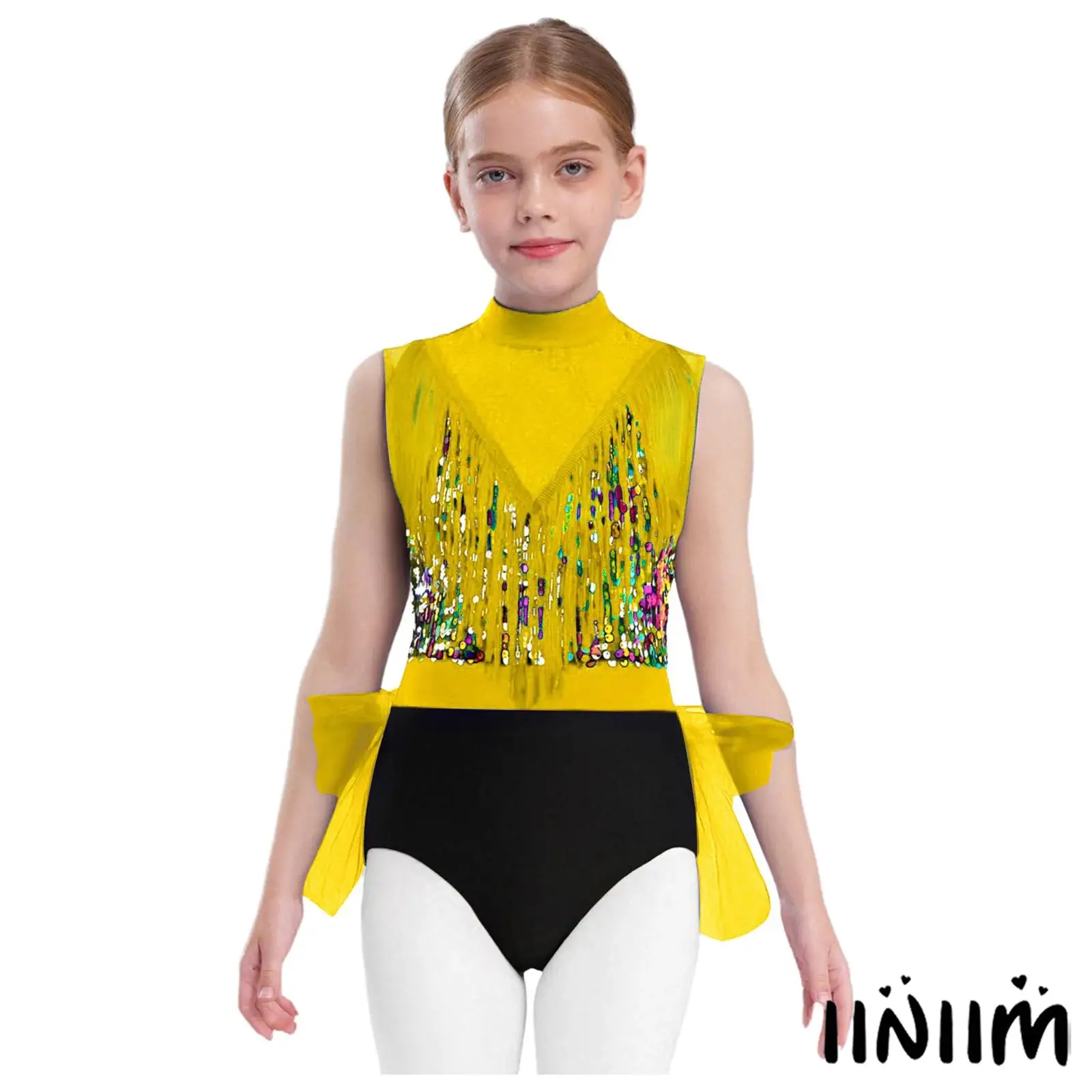 Kids Girls Latin Dance Dress Color-Block Cutout Back with Sequin Tassel Details 2-Layer Tulle Skirt for Stage Performances
Kids Girls Latin Dance Dress Color-Block Cutout Back with Sequin Tassel Details 2-Layer Tulle Skirt for Stage Performances