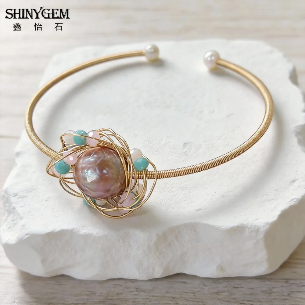 SHINYGEM Natural Freshwater Cut Pearl Bracelet for Women 14k Copper Gold Plated Hand Woven by Pure Artisans Elastic Bracelets
SHINYGEM Natural Freshwater Cut Pearl Bracelet for Women 14k Copper Gold Plated Hand Woven by Pure Artisans Elastic Bracelets