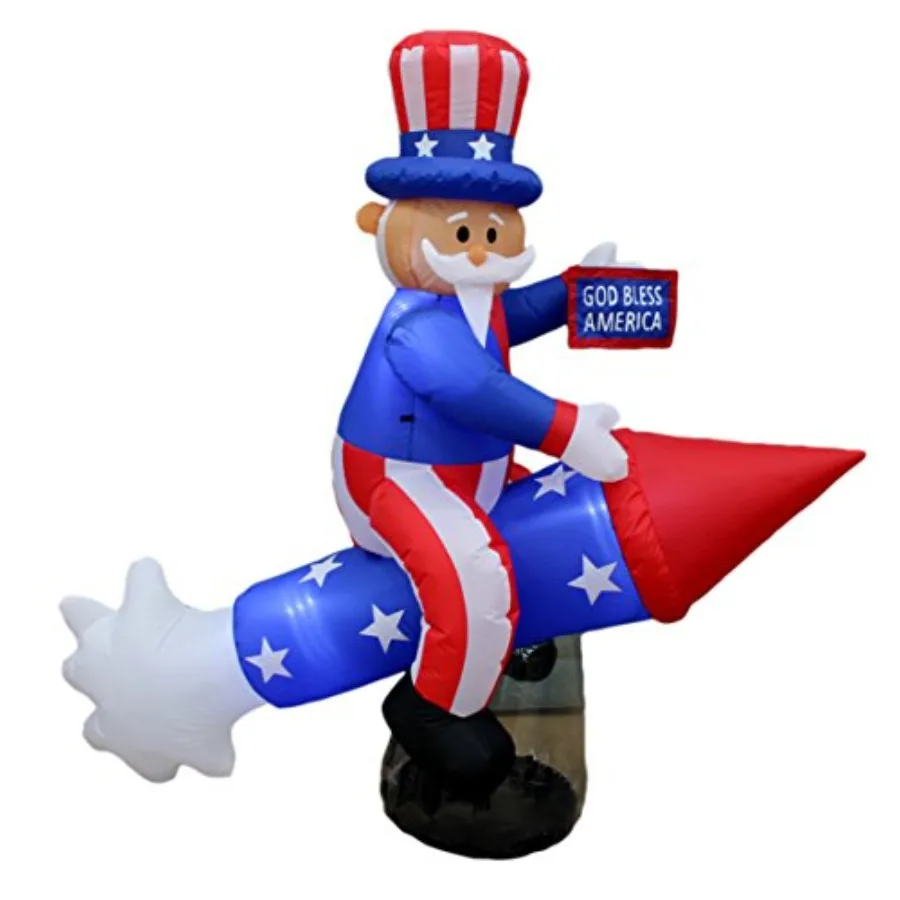 6 Foot Long Patriotic Independence Day 4th of July Inflatable Uncle Sam on Rocket Pre-Lit LED Lights Outdoor Indoor Lawn Yard H
6 Foot Long Patriotic Independence Day 4th of July Inflatable Uncle Sam on Rocket Pre-Lit LED Lights Outdoor Indoor Lawn Yard H