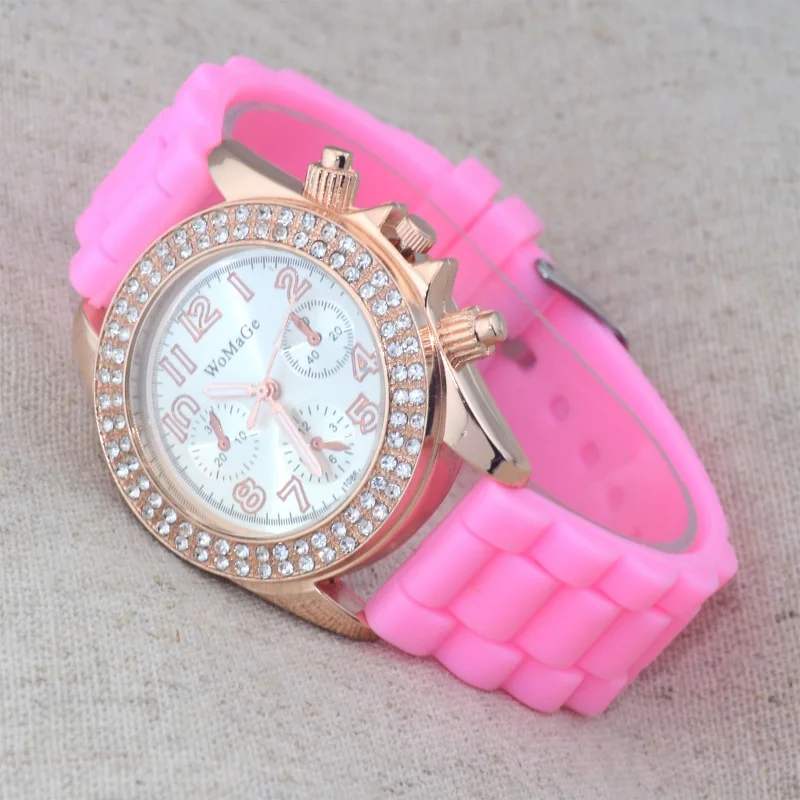 Womage New Fashion Cute Pink Watch Casual Women's Watches Silicone Band Sport Quartz Wristwatches Ladies Watches Montre Femme
Womage New Fashion Cute Pink Watch Casual Women's Watches Silicone Band Sport Quartz Wristwatches Ladies Watches Montre Femme