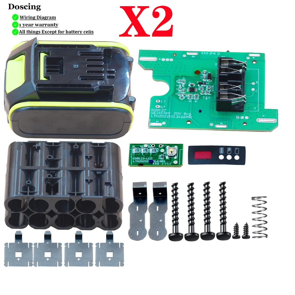 Doscing WA3595 Li-ion Battery Case PCB Charging Circuit Board Shell Housings For Worx 20V Battery Box WA3593 WA3596 WA3027
Doscing WA3595 Li-ion Battery Case PCB Charging Circuit Board Shell Housings For Worx 20V Battery Box WA3593 WA3596 WA3027