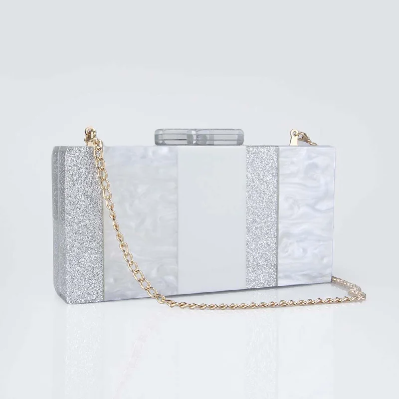 New Design Handbag Luxury Acrylic Evening Bags Women's Wallet Silver White Striped Sequin Clutch Purse Brand Chain Crossbody Bag
New Design Handbag Luxury Acrylic Evening Bags Women's Wallet Silver White Striped Sequin Clutch Purse Brand Chain Crossbody Bag