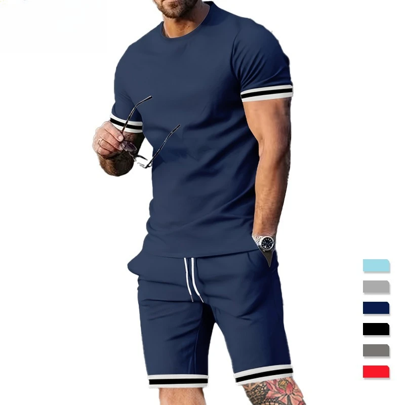Summer men's short-sleeved T-shirt round neck suit sports men's casual shorts two-piece set men
Summer men's short-sleeved T-shirt round neck suit sports men's casual shorts two-piece set men