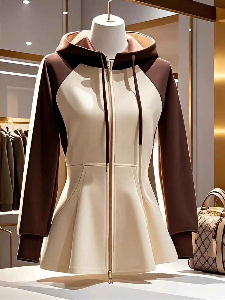American Lazy Chic Color Block Hoodie Jacket Waist Cinched Women's Sweatshirt Outerwear Autumn New Style Design Sensation
American Lazy Chic Color Block Hoodie Jacket Waist Cinched Women's Sweatshirt Outerwear Autumn New Style Design Sensation
