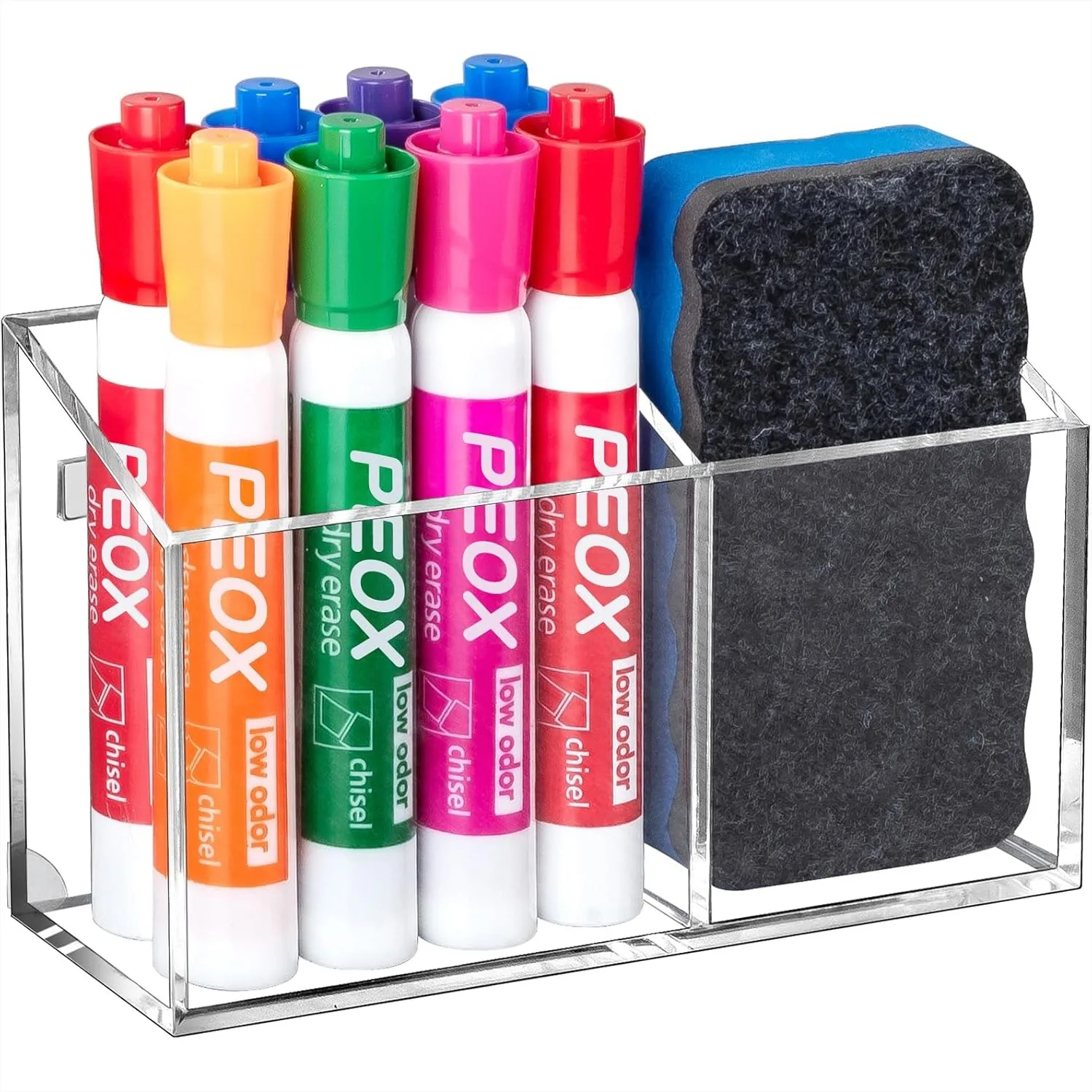Magnetic Dry Erase Marker Holder for Whiteboard, Non-Slip Acrylic Pen Holder for Fridge, Locker Organizer with 2 Compartments
Magnetic Dry Erase Marker Holder for Whiteboard, Non-Slip Acrylic Pen Holder for Fridge, Locker Organizer with 2 Compartments