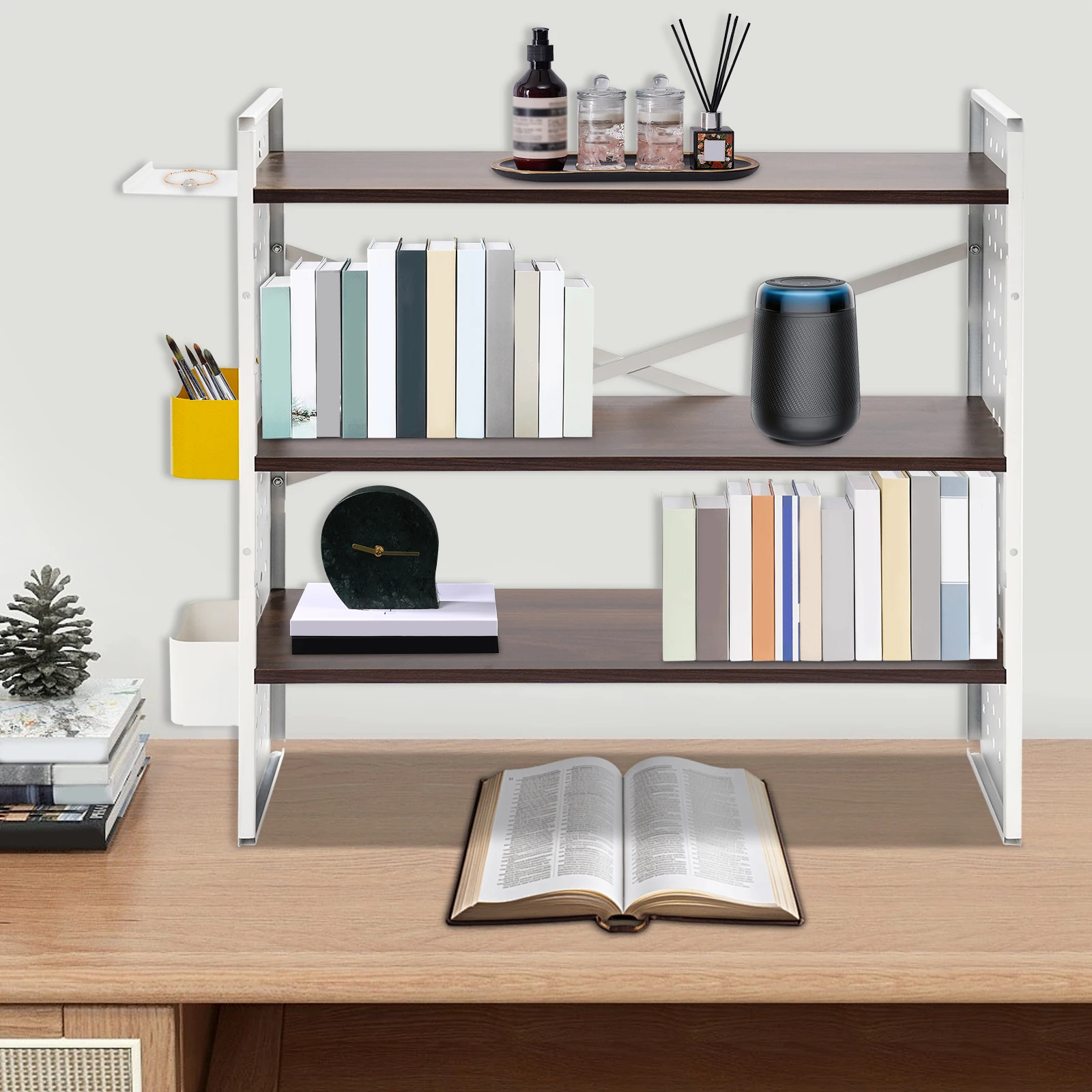 White Iron MDF 60x20x60cm 3-layer Adjustable Bookshelf Desktop Storage Rack with High Load-bearing Shelf
White Iron MDF 60x20x60cm 3-layer Adjustable Bookshelf Desktop Storage Rack with High Load-bearing Shelf