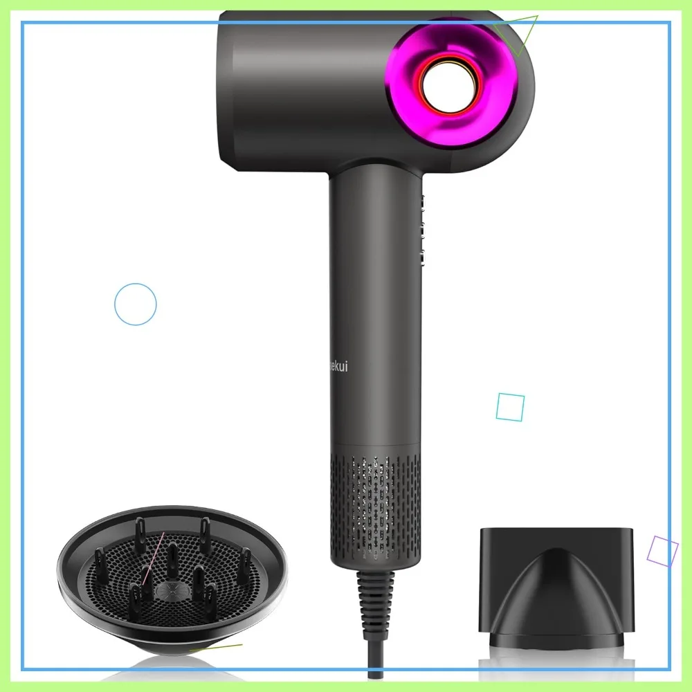 High-Speed Ionic Hair Dryer with Diffuser & Nozzle, Fast Drying, Low Noise, 504M Negative Ions, Thermo-Control for Travel
High-Speed Ionic Hair Dryer with Diffuser & Nozzle, Fast Drying, Low Noise, 504M Negative Ions, Thermo-Control for Travel