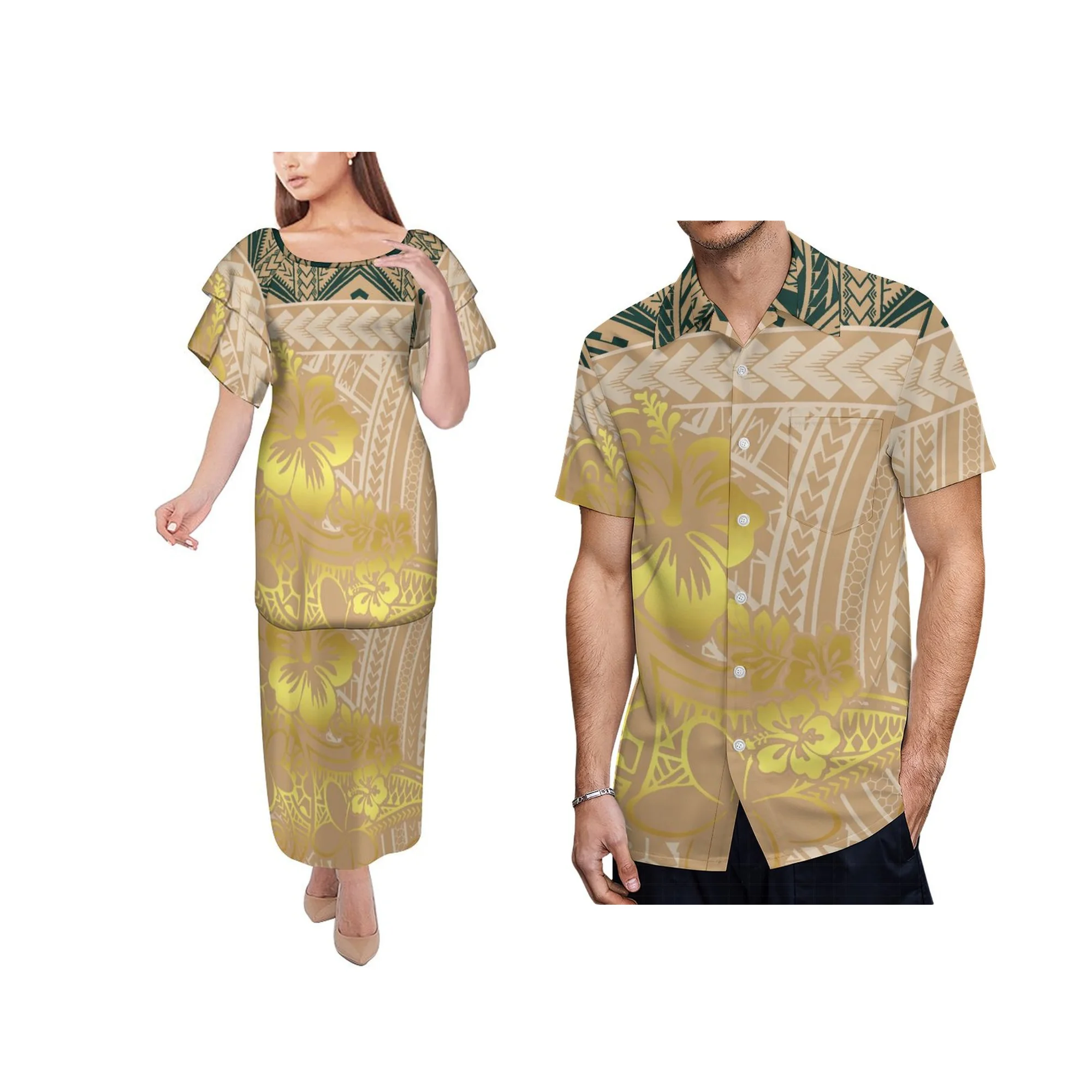 Wholesale Customized Tongan Puletasi Dress Polynesian Print Ladies Double Layered Frill Sleeve Samoan Two Piece Set Dress
Wholesale Customized Tongan Puletasi Dress Polynesian Print Ladies Double Layered Frill Sleeve Samoan Two Piece Set Dress