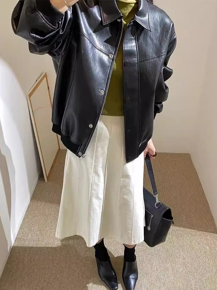 Шикарная свободная длинная све однотонная куртка из искусственной кожи, мотоциклетная одежда, женская верхняя одежда, осенняя новинка, Sle для поездок на работу
Шикарная свободная длинная све однотонная куртка из искусственной кожи, мотоциклетная одежда, женская верхняя одежда, осенняя новинка, Sle для поездок на работу