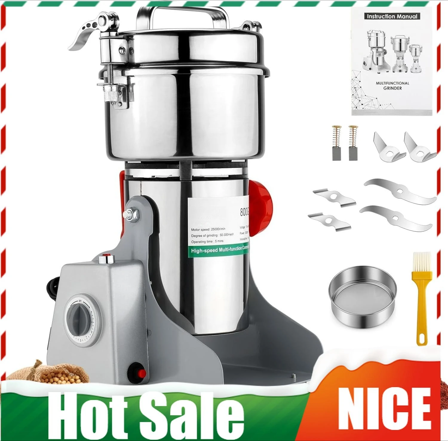 Electric Grain Mill Grinder-1000g 110V 3500W Performance Grain Mill,Suitable For Kitchen
Electric Grain Mill Grinder-1000g 110V 3500W Performance Grain Mill,Suitable For Kitchen