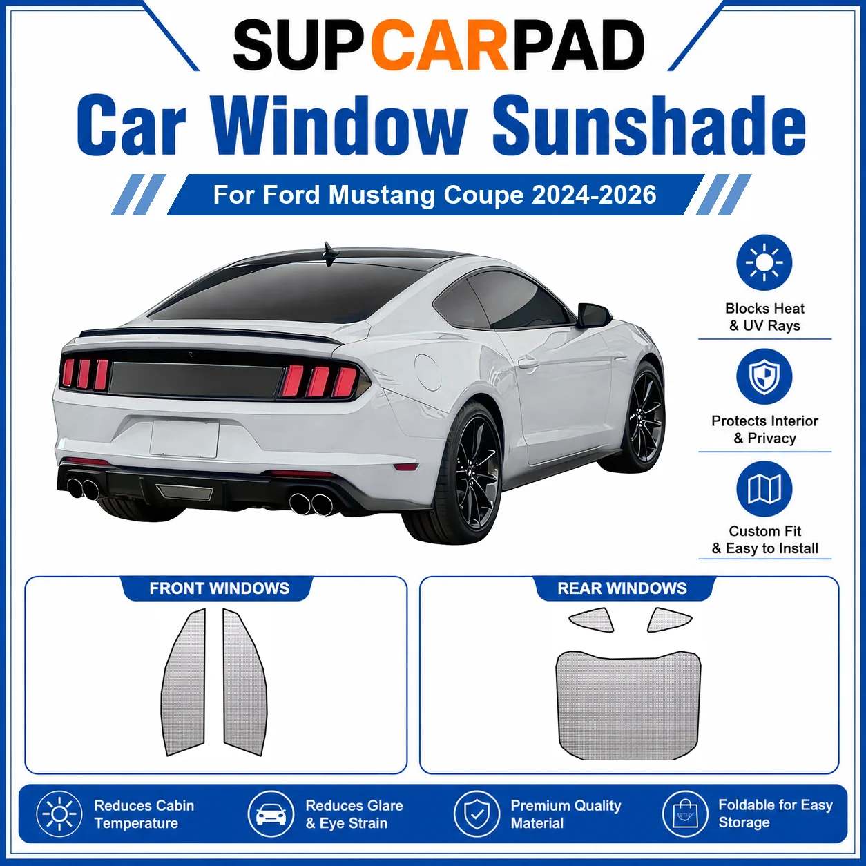 For Ford - Ford Mustang Coupe 2024-2026 Full Set Car Window Sunshades UV Block Privacy Heat Insulated Foldable Car Curtain
For Ford - Ford Mustang Coupe 2024-2026 Full Set Car Window Sunshades UV Block Privacy Heat Insulated Foldable Car Curtain